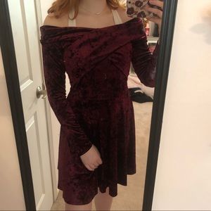 Maroon velvet dress
